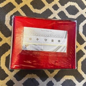 Luxury Satin Queen Sheet Set in Red from Macy’s